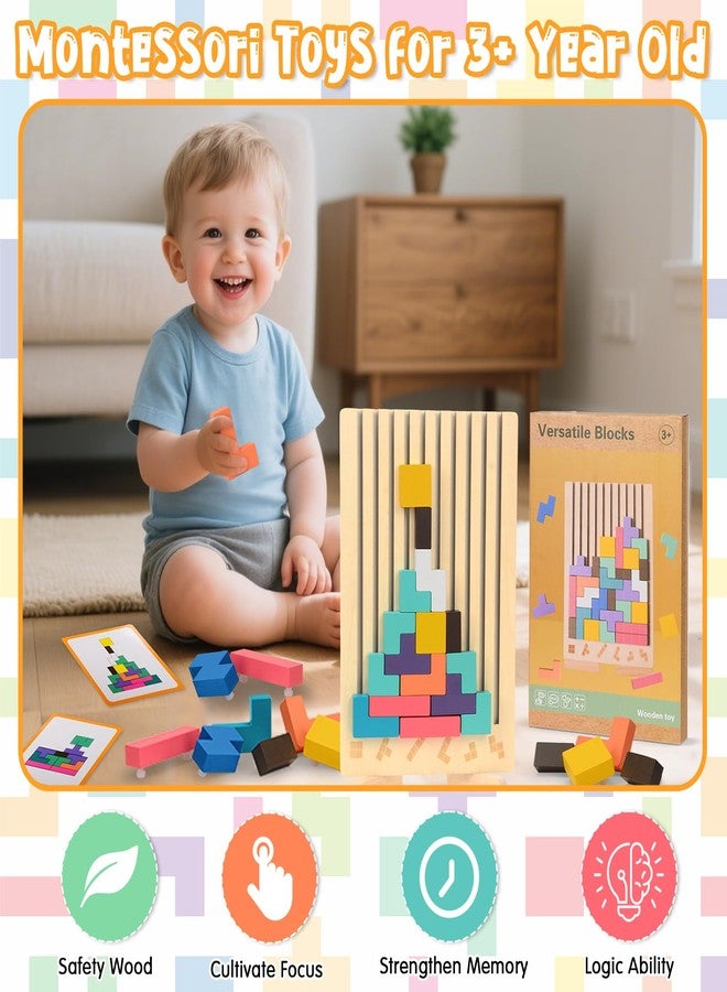Fantspati Wooden Stacking Puzzle Toy, Montessori Toys for 3+ Year Old, Wooden Brain Teaser Puzzles, 3D Russian Blocks, Educational Gift for Boys and Girls, Brain Teaser Activity for Home Decor & Toys & Games - Image 4